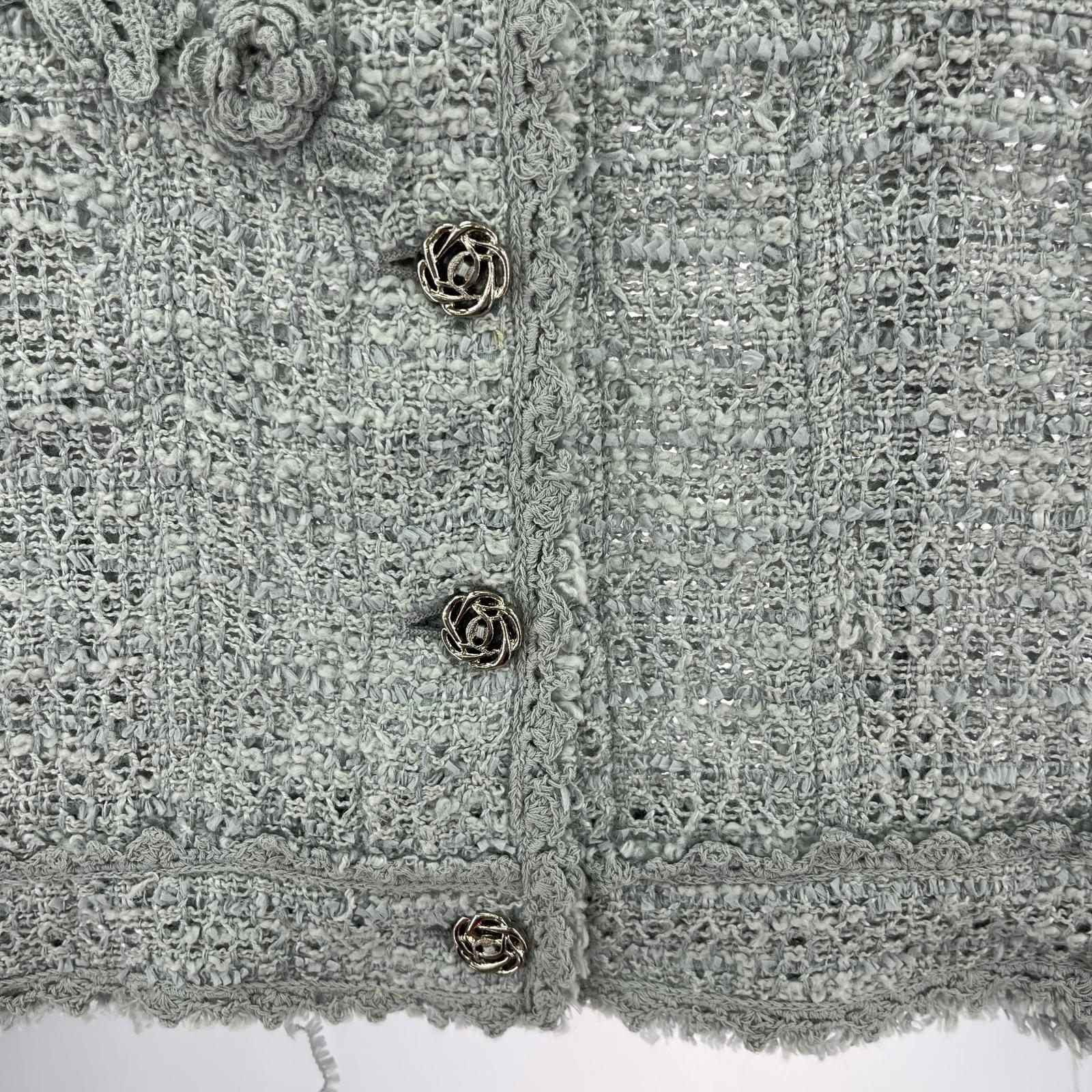 ジャケット 透かしツイード 花刺繍ジャケット