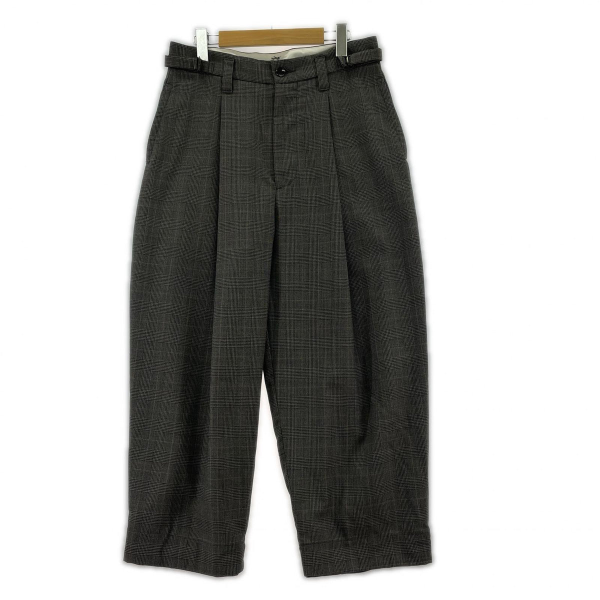 パンツ Saxony wool wide cropped pt/2/ｸﾞﾚﾝﾁｪｯｸ/24aw pt-2 2