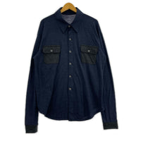 長袖シャツ Super120’ｓ TOP Wool Jersey Flap Shirt (2) 2 ネイビー