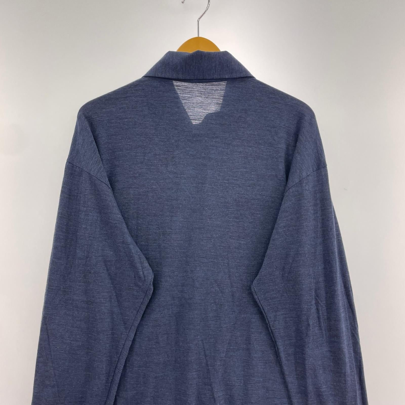 長袖シャツ Super120’ｓ TOP Wool Jersey Flap Shirt (2) 2 ネイビー
