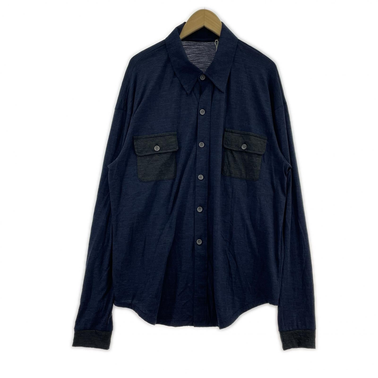長袖シャツ 1027 Dhal 別注シャツ　Super 120's top wool jersey flap shirt dhal