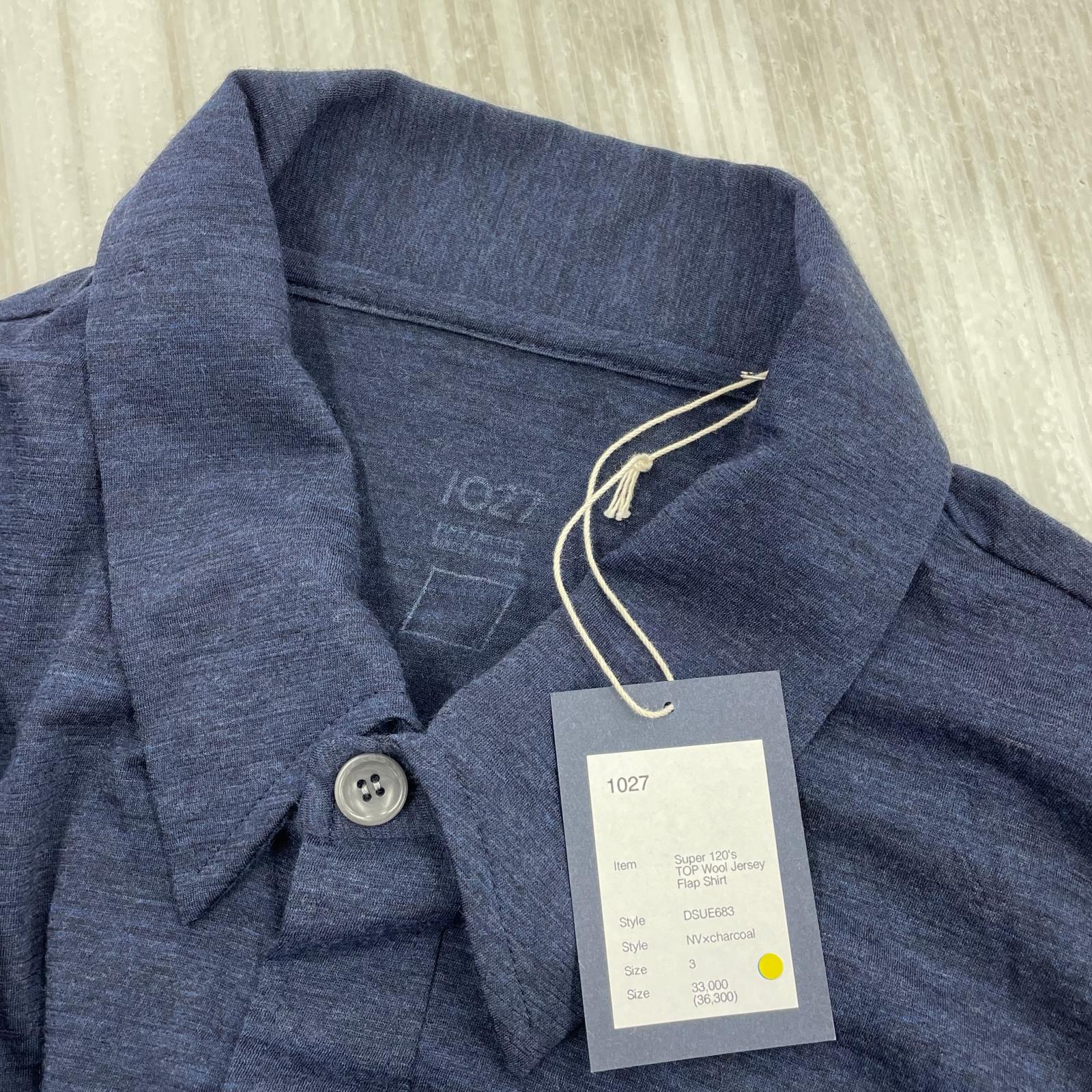 長袖シャツ 1027 Dhal 別注シャツ　Super 120's top wool jersey flap shirt dhal