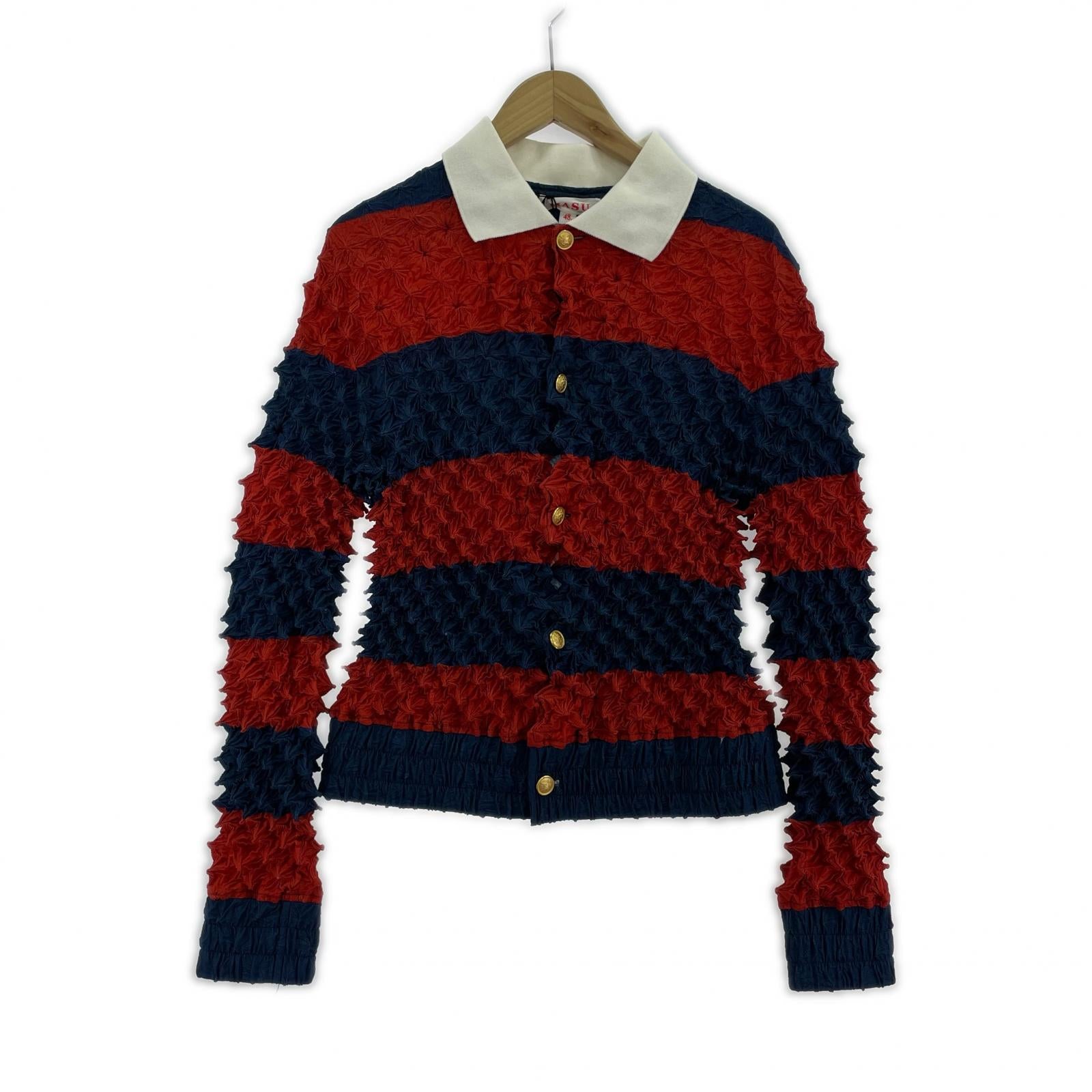 長袖シャツ MASU SPIKY RUGGER SHIRT スパイキーラガーシャツ 48 レッド×ブル- 48