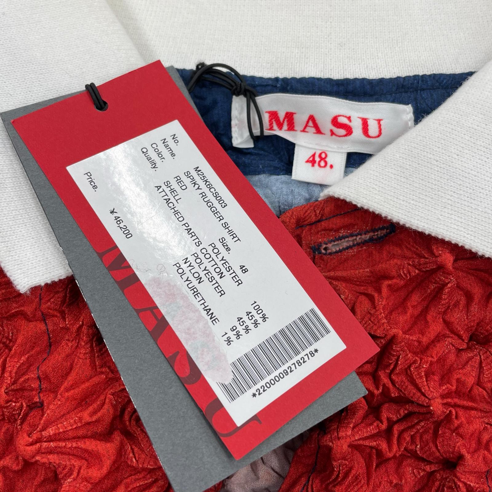 長袖シャツ MASU SPIKY RUGGER SHIRT スパイキーラガーシャツ 48 レッド×ブル- 48