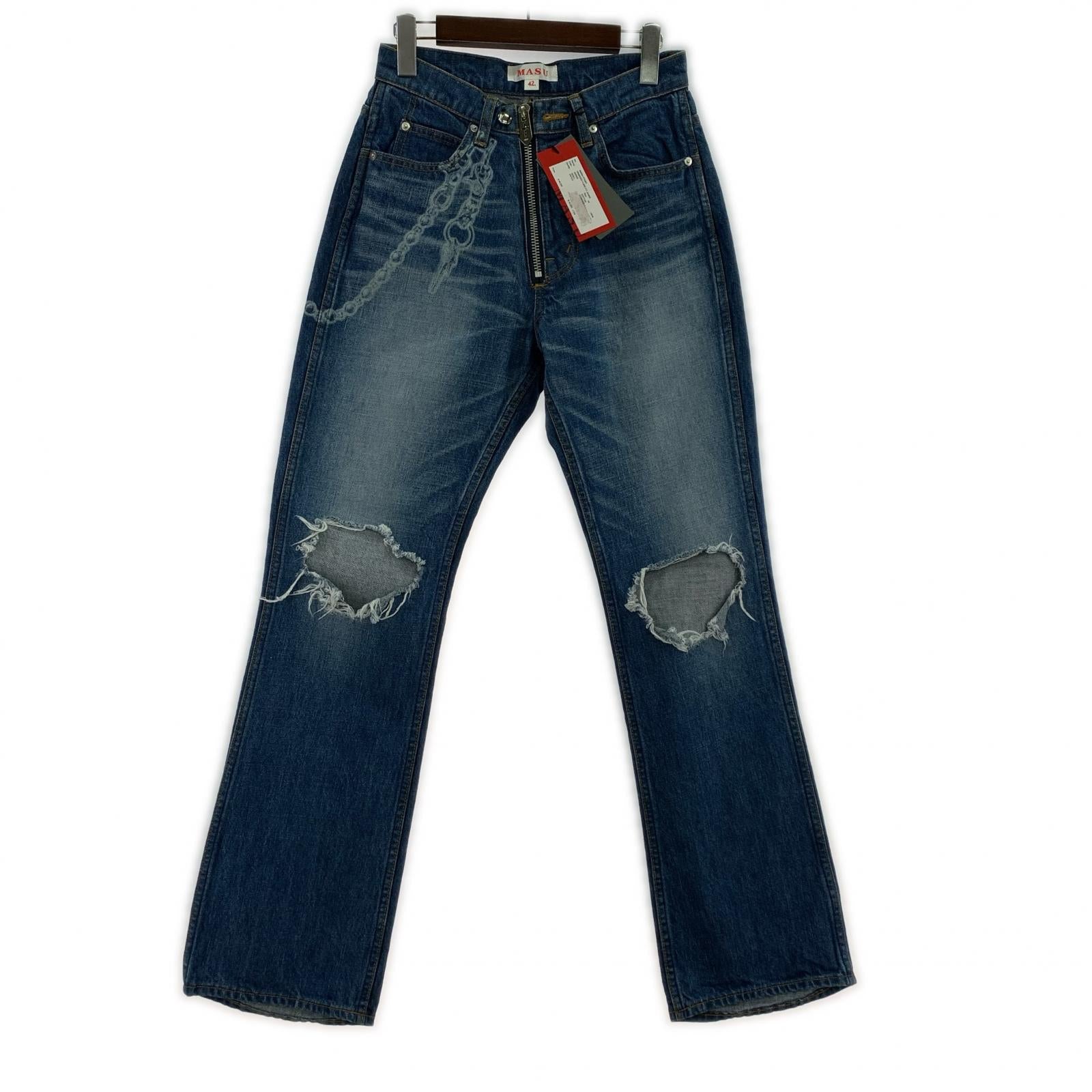 パンツ MASU 23SS Damaged Flare FIT JEANS ダメージフレアデニムパンツ 42 インディゴ 42