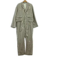 オーバーオール BUTTON LINEN JUMP SUITS IVORY (S) S ベージュ