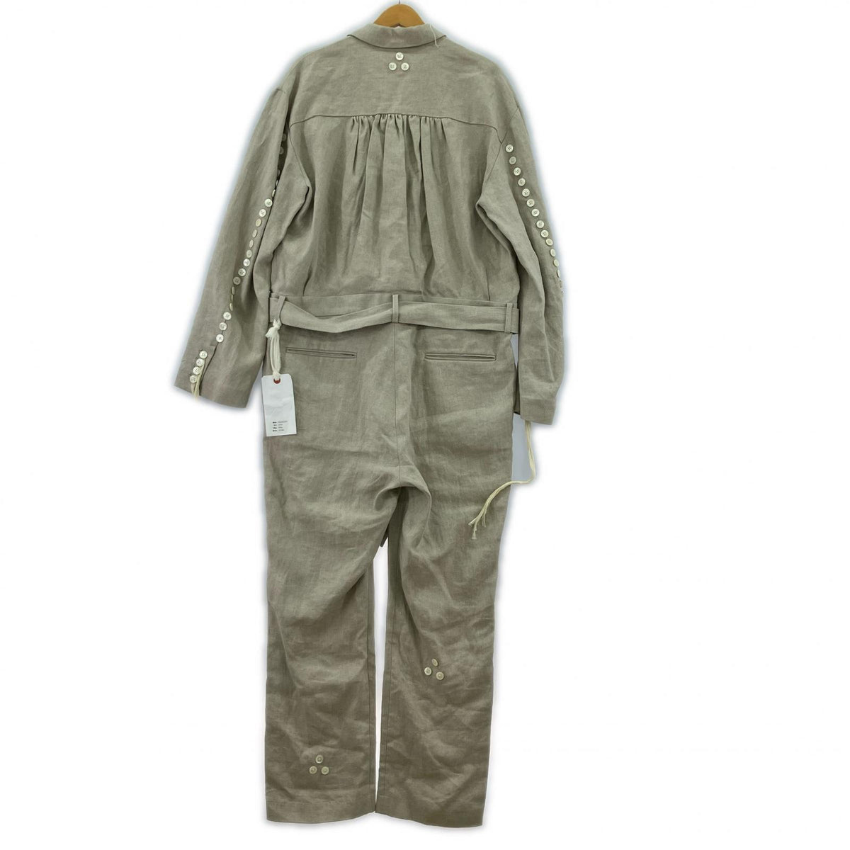 オーバーオール BUTTON LINEN JUMP SUITS IVORY (S) S ベージュ