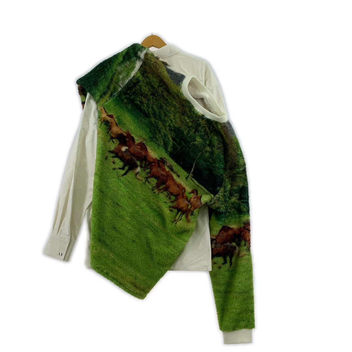 ジャケット 25AW SWEATING HORSE ドッキング 馬 白緑 (2) 2