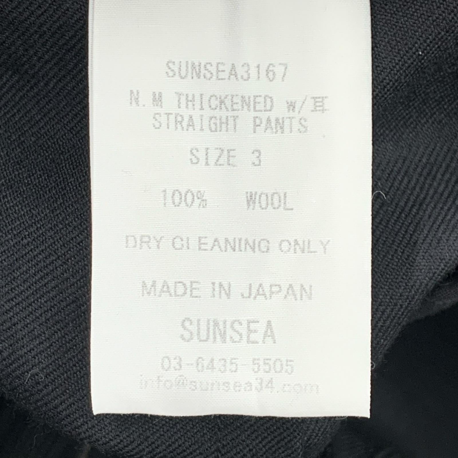 パンツ SUNSEA N.M THICKENED W/耳 STRAIGHT PANTS SUNSEA3167 黒 (3) タグ付き 3 ブラック
