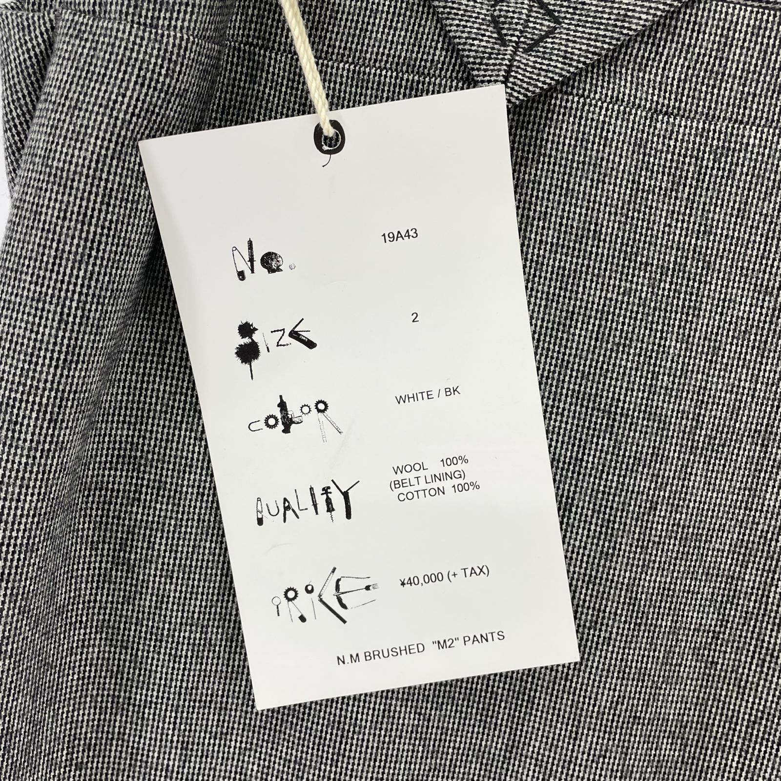 パンツ SUNSEA N.M BRUSHED M2 PANTS ハウンドトゥーススラックス 2 グレー 2 グレー