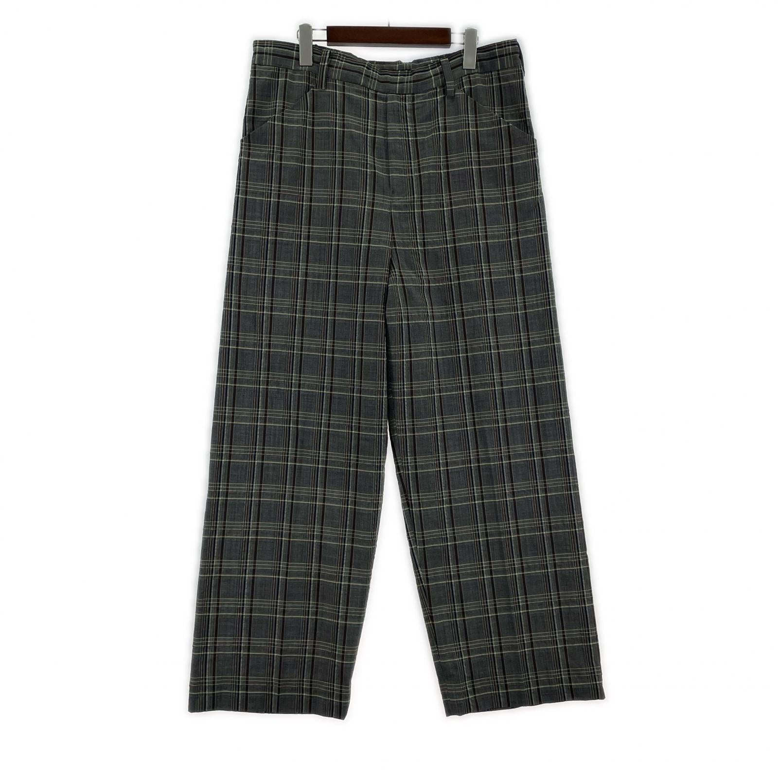 パンツ SUNSEA CHECK WIDE PANTS チェックワイドパンツ 2 グレー 2 グレー