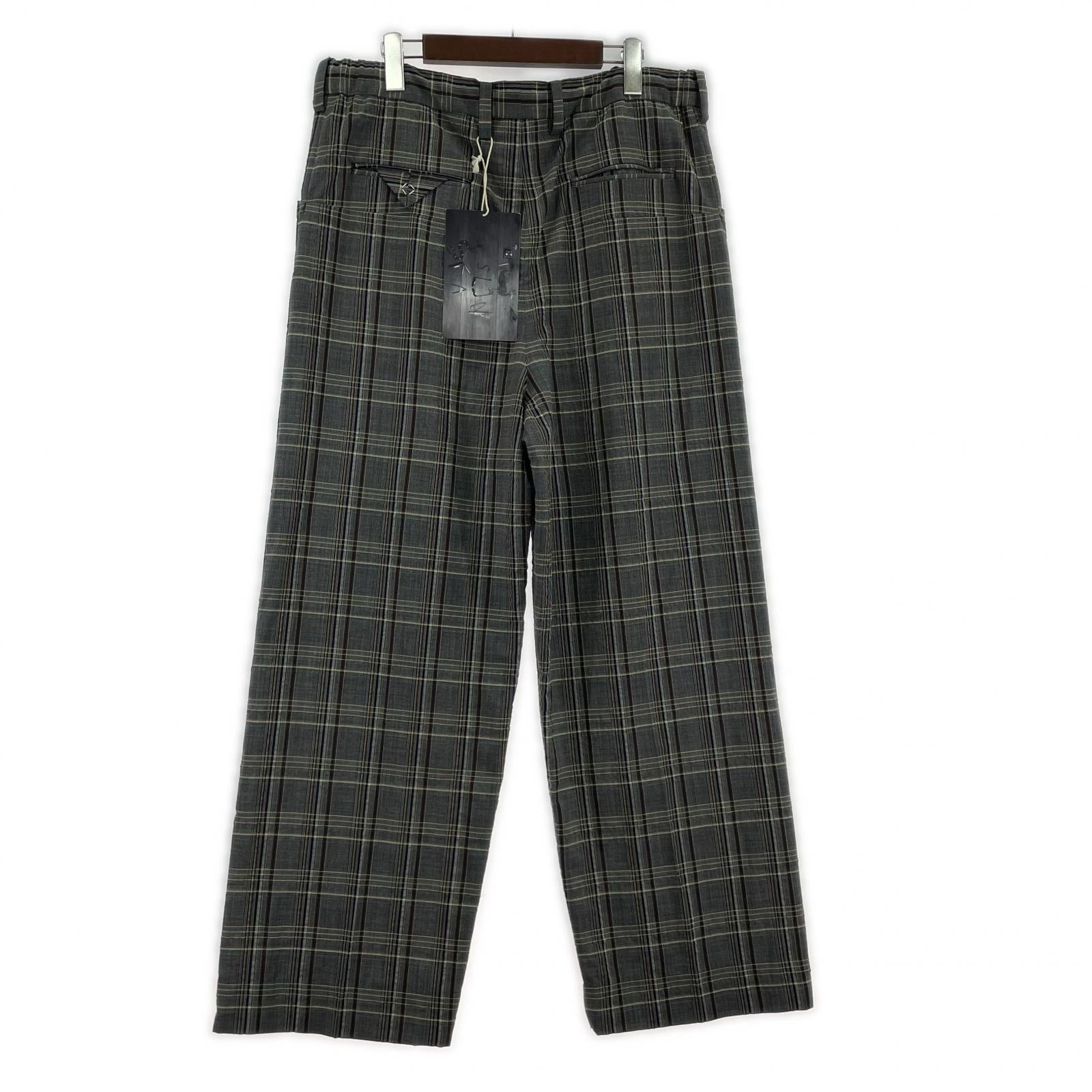パンツ SUNSEA CHECK WIDE PANTS チェックワイドパンツ 2 グレー 2 グレー