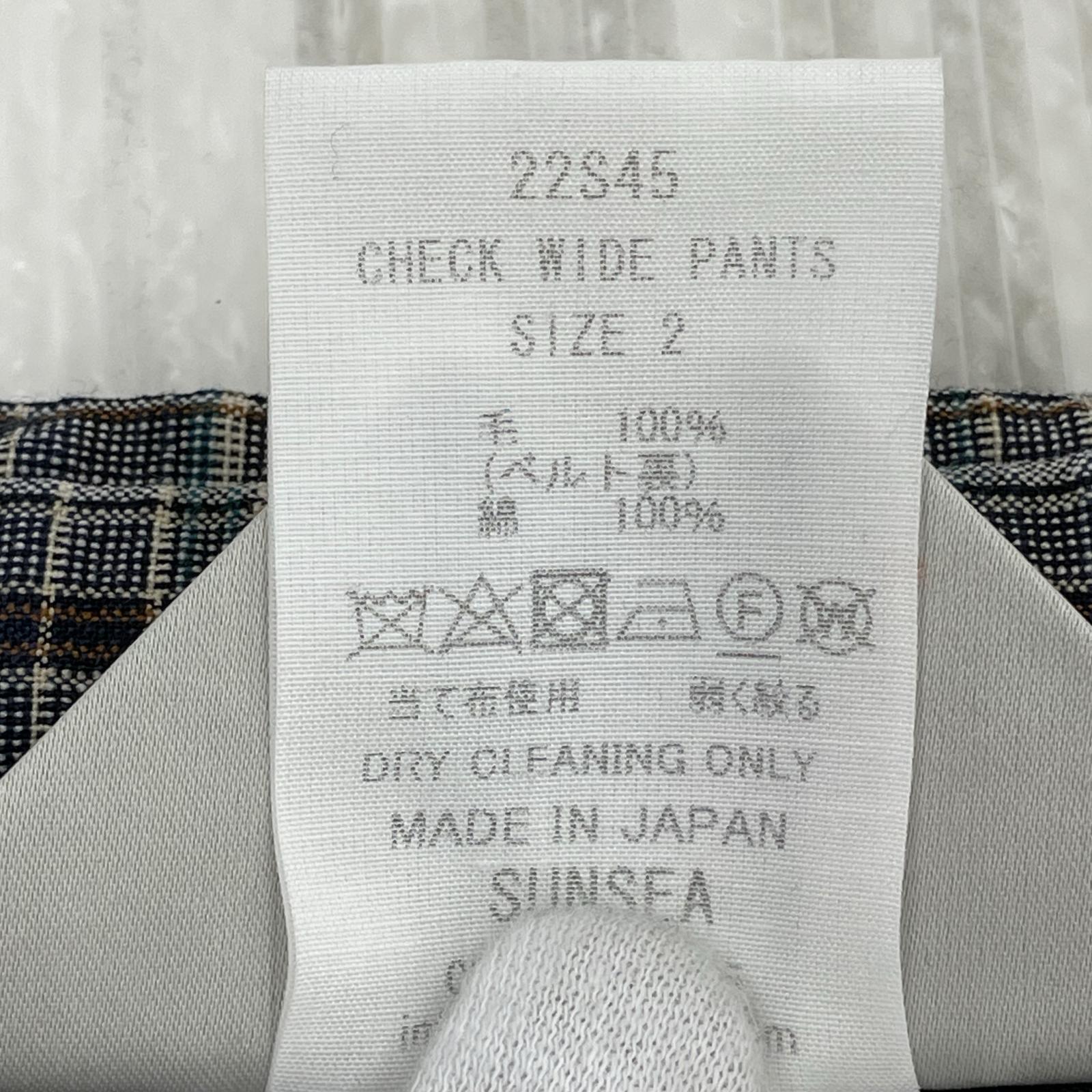 パンツ SUNSEA CHECK WIDE PANTS チェックワイドパンツ 2 グレー 2 グレー