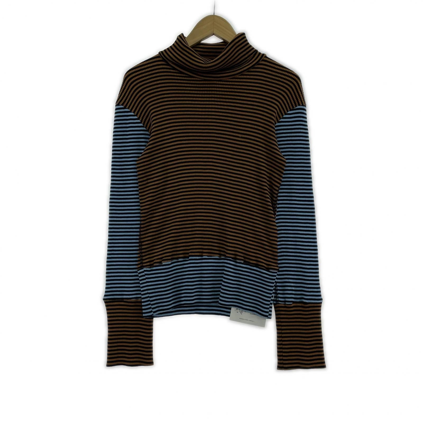 長袖Ｔシャツ SUNSEA BORDER STRIPE TURTLE-T タートルネックカットソー 2 ブラウン×ブルー 2