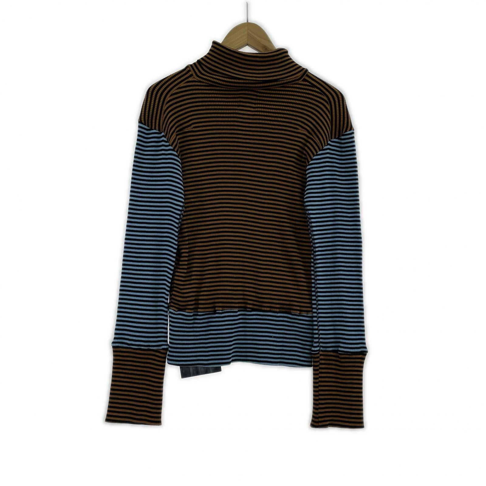 長袖Ｔシャツ SUNSEA BORDER STRIPE TURTLE-T タートルネックカットソー 2 ブラウン×ブルー 2