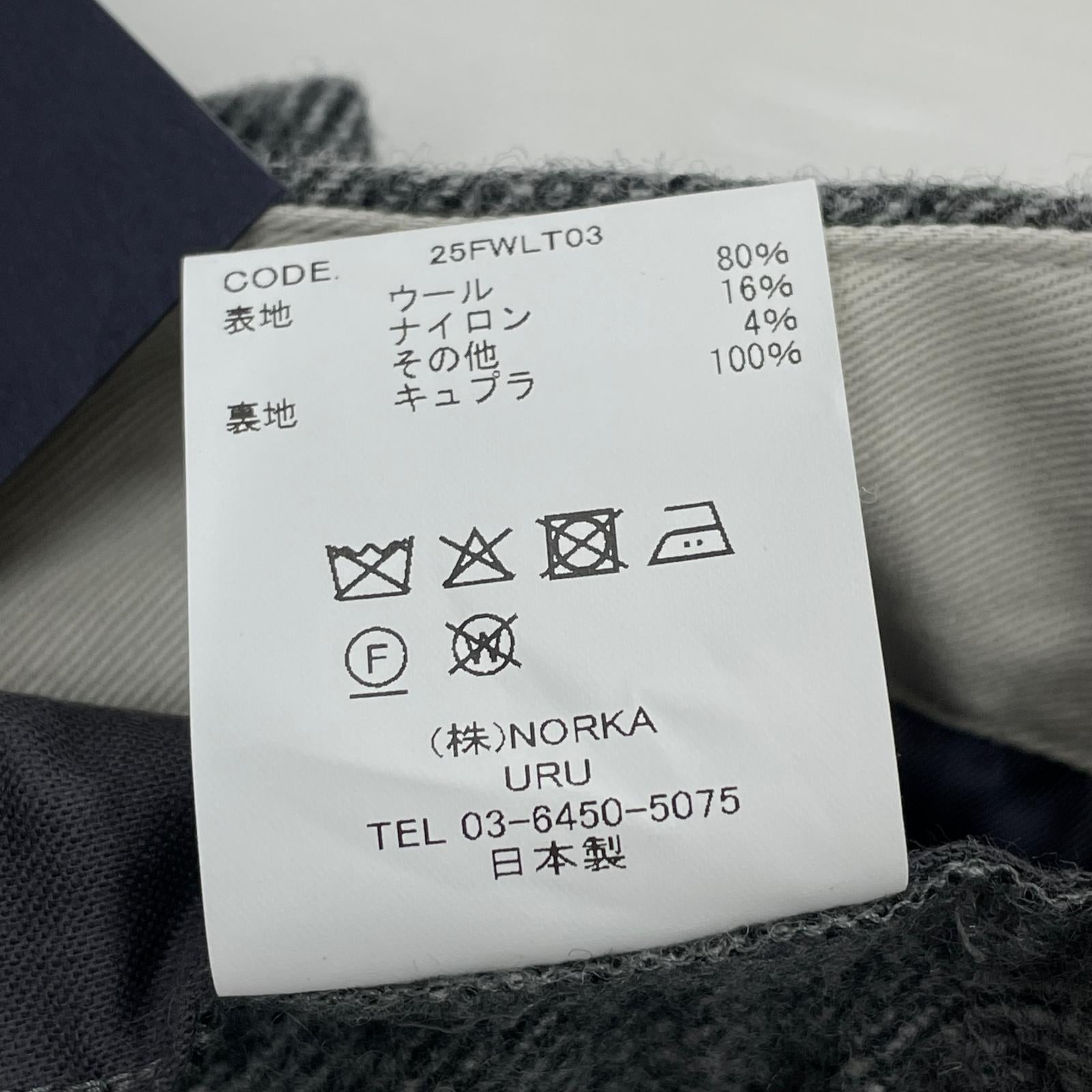 パンツ uru ウールライトツイード　1タックパンツ グレー