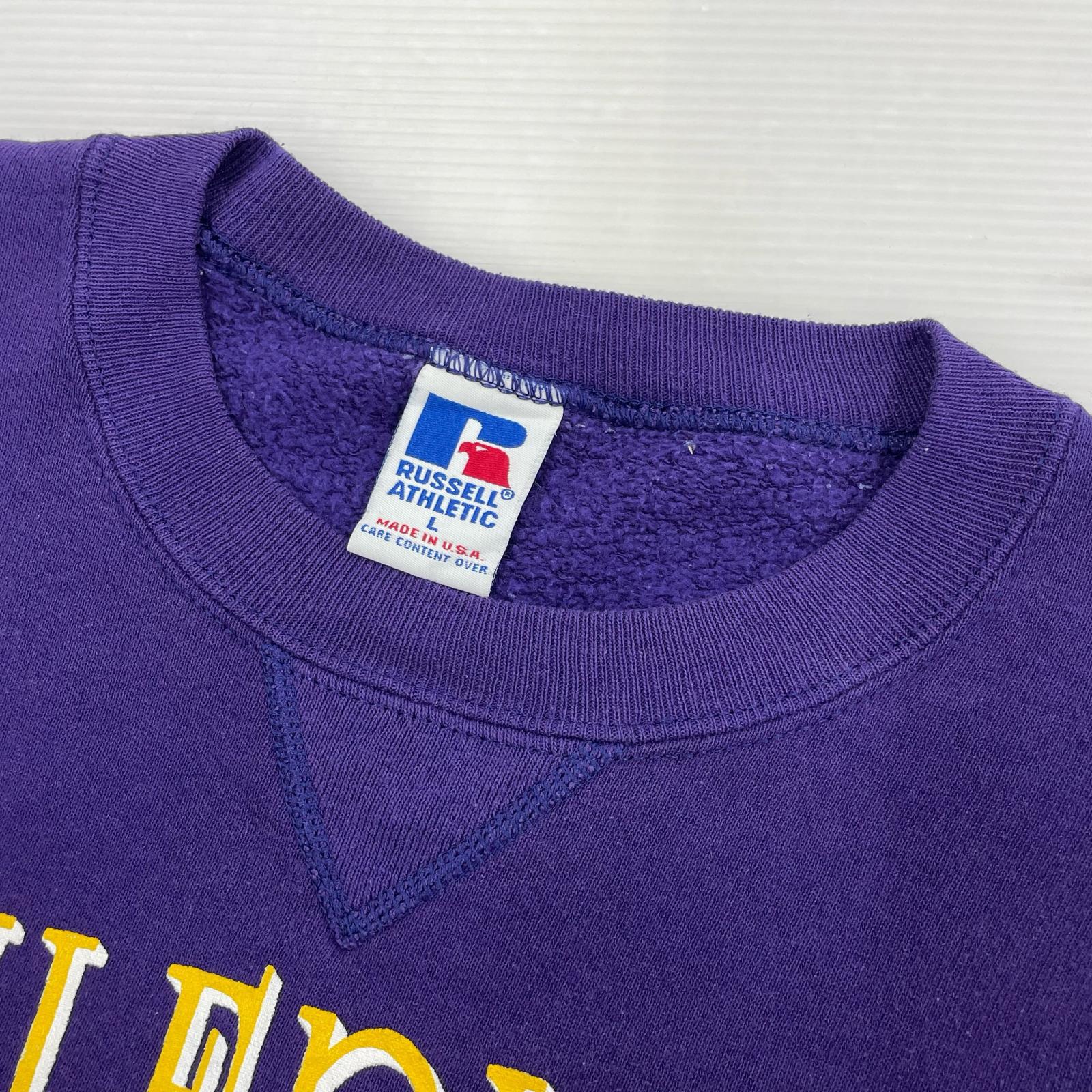 スウェット russell 90s プリントロゴ 紫 (L) L パープル