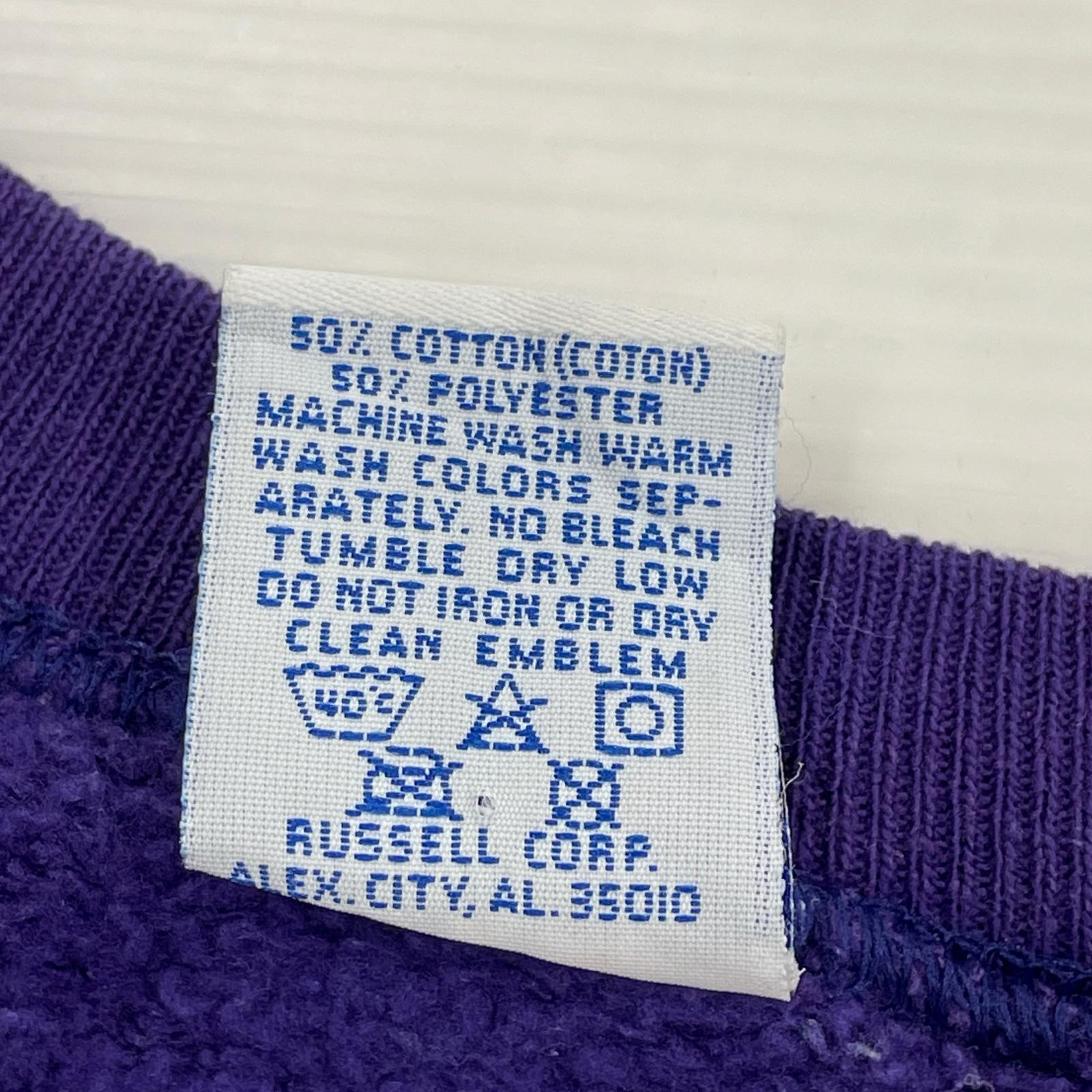 スウェット russell 90s プリントロゴ 紫 (L) L パープル