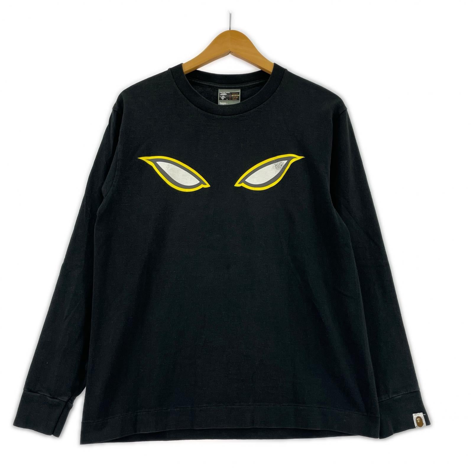 長袖Ｔシャツ A BATHING APE 00s シャドーベイプ プリントロンTee M ブラック M ブラック