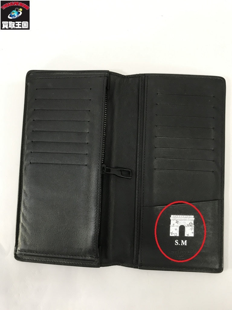 ポトルフォイユ・ブラザ モノグラムエンボスロゴ 長財布 黒 M69038