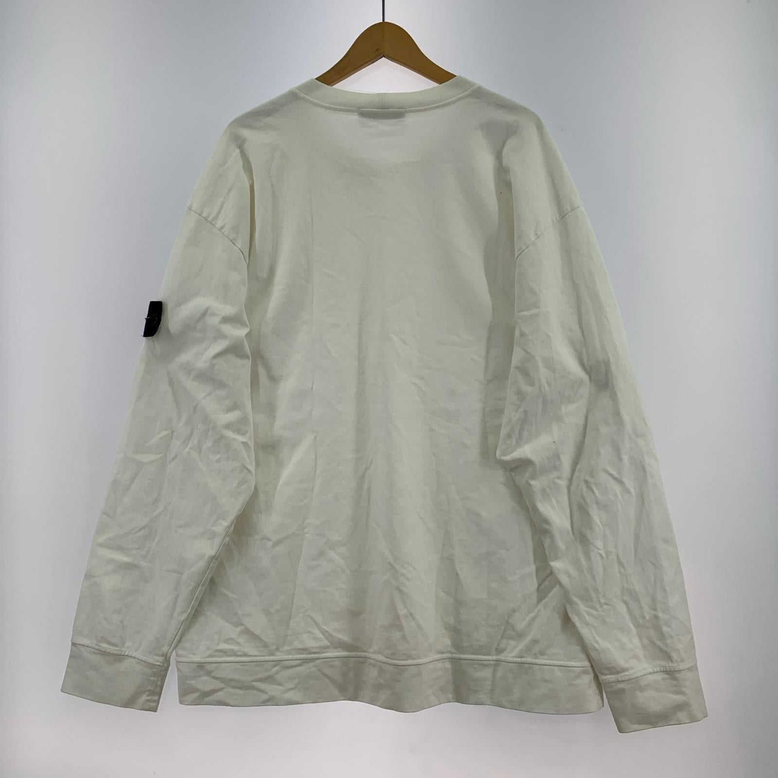 長袖Ｔシャツ ロゴパッチ ガーメントダイ スウェット ロンT 白 XXL ホワイト
