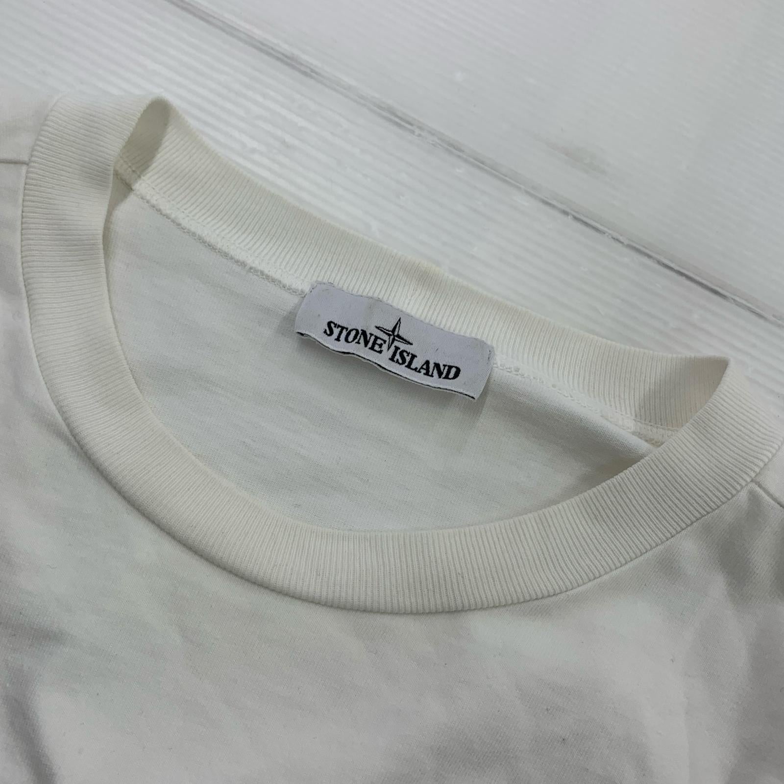 長袖Ｔシャツ ロゴパッチ ガーメントダイ スウェット ロンT 白 XXL ホワイト