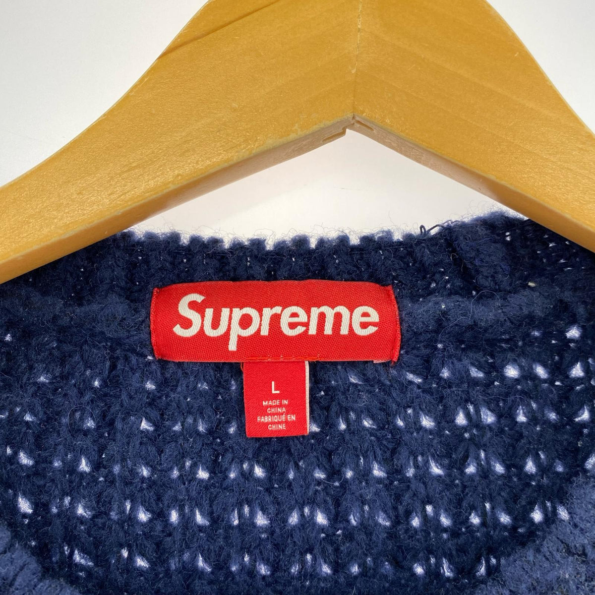 ニット SMALL BOX LOGO WAFFLE SWEATER NVY L L ネイビー
