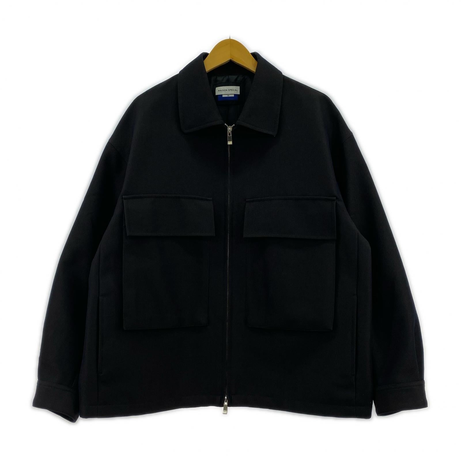 ジャケット MAISON SPECIAL ウールツイルジップアップブルゾン 黒 M ブラック