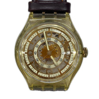 腕時計 Swatch メンズ時計 自動巻 スケルトン ブラウン