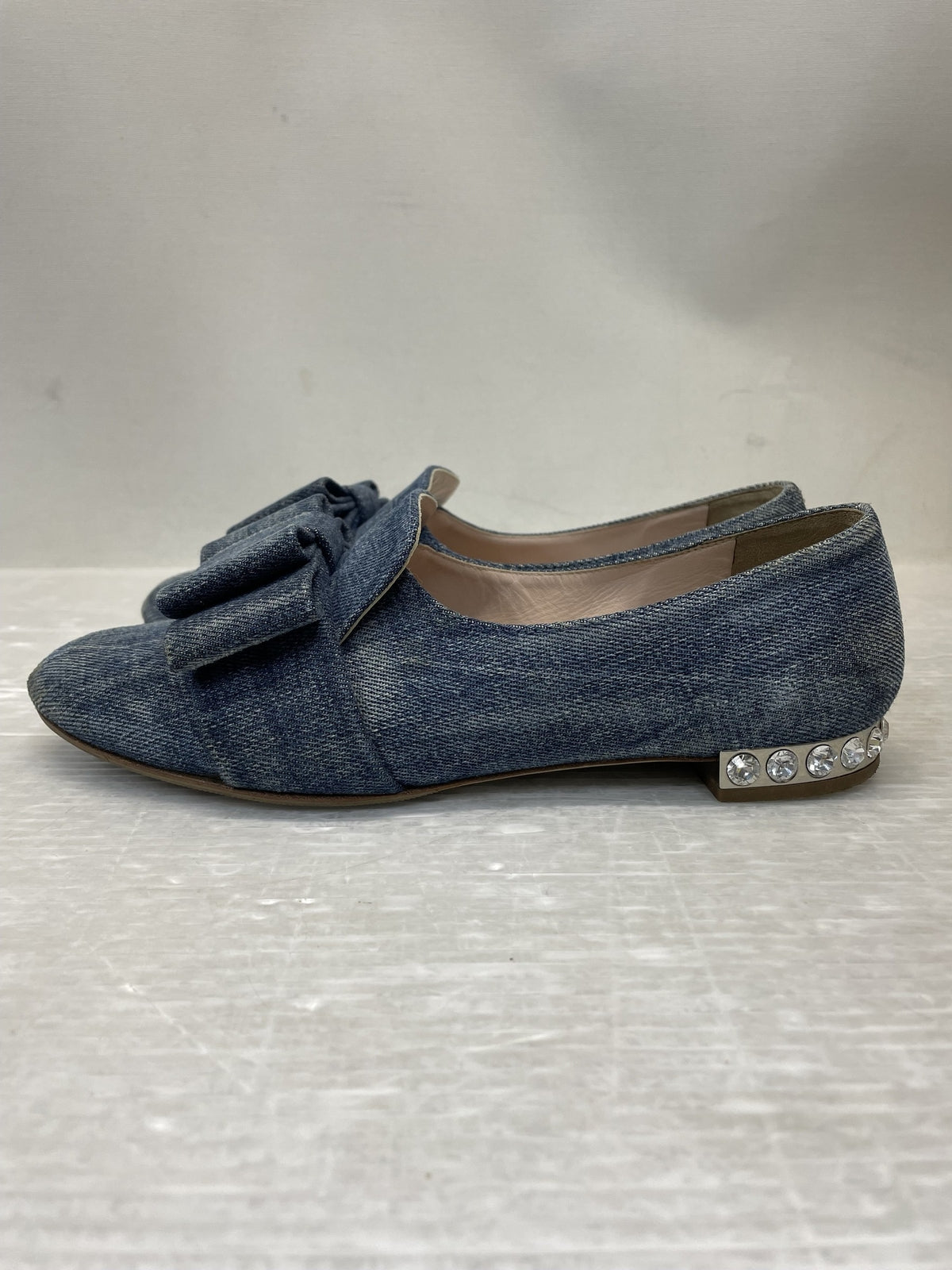 miumiu ヒールビジュー デニムリボンパンプス 36