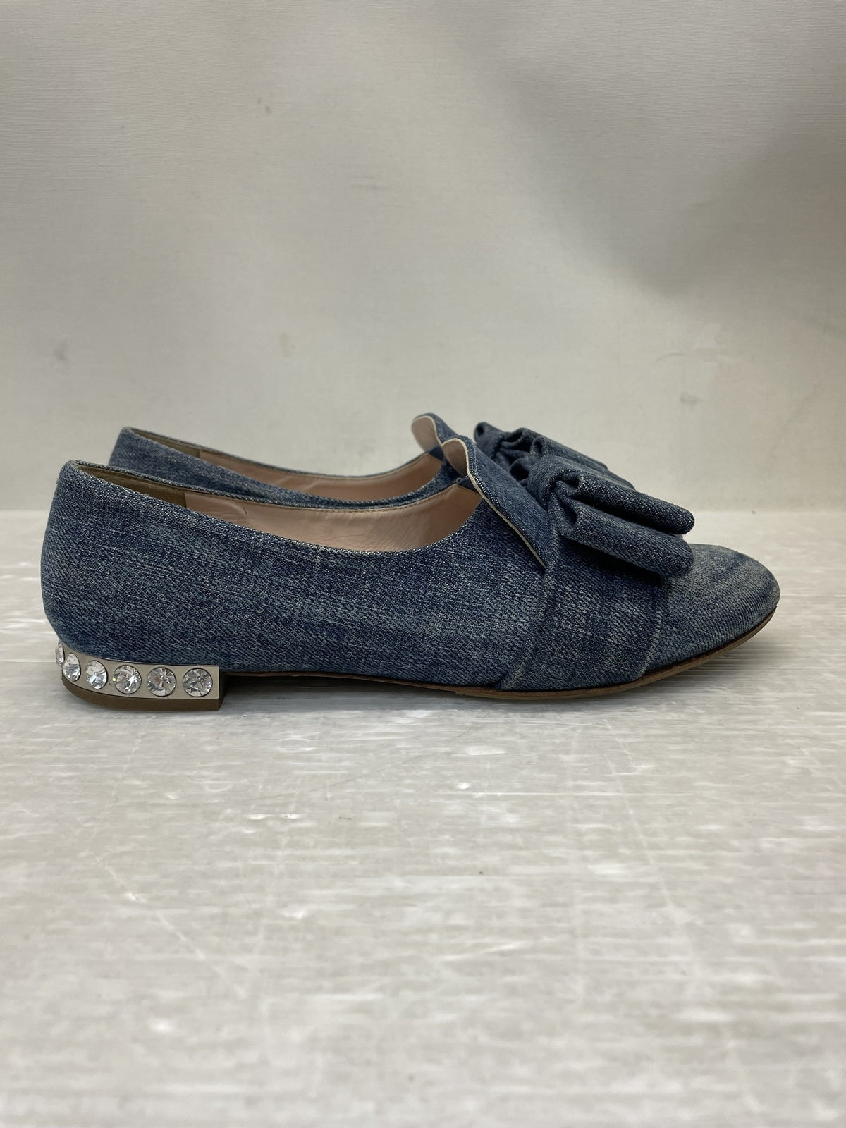miumiu ヒールビジュー デニムリボンパンプス 36