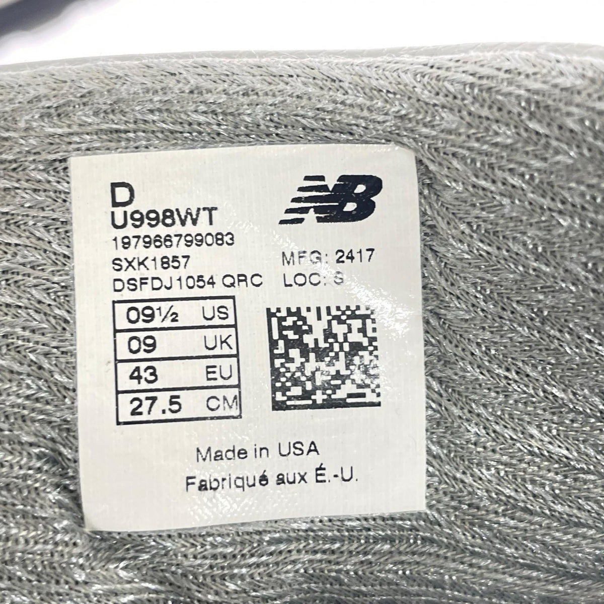 その他靴 998WT 27.5cm (US9 1/2 UK9 EU45) グレー