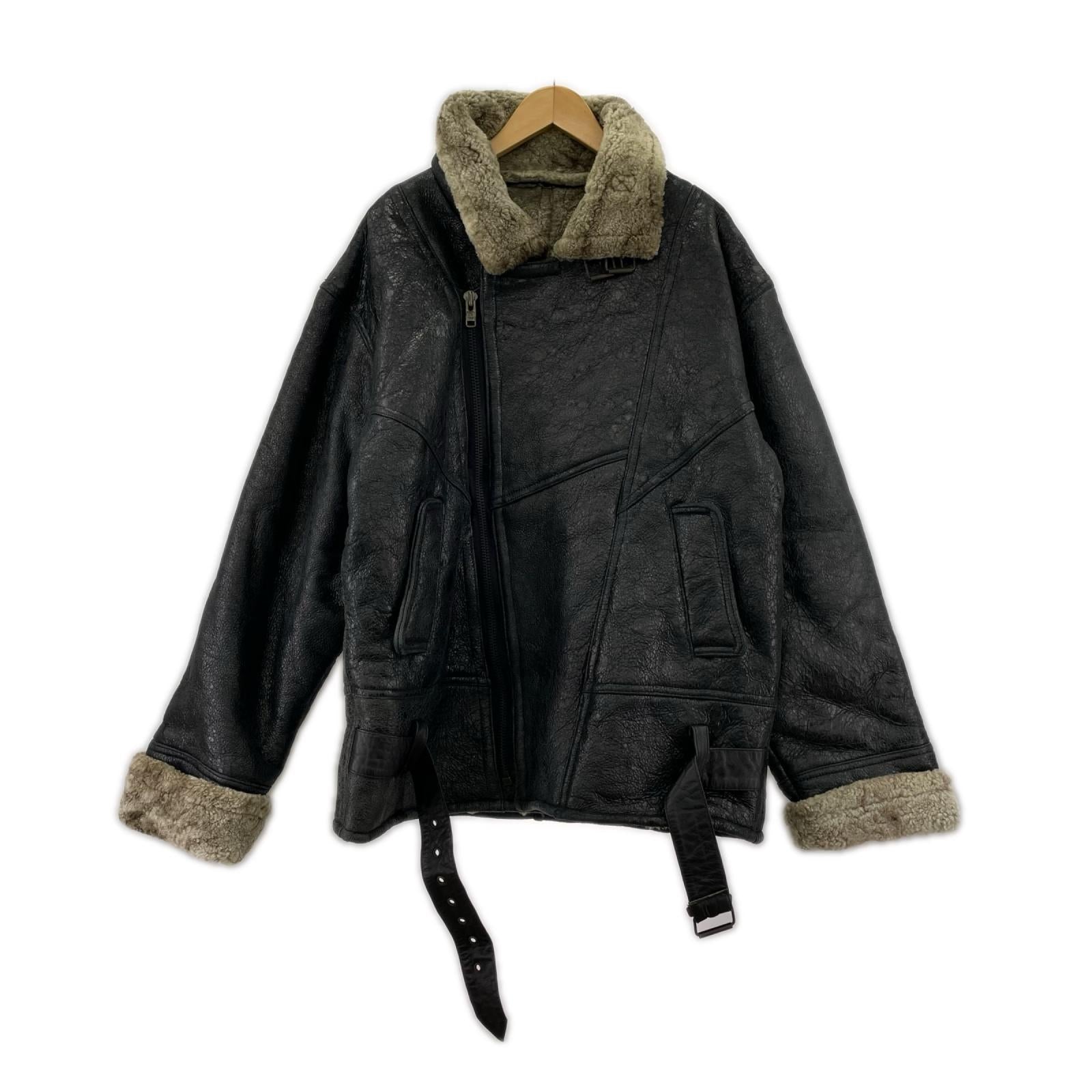 ジャケット YBSジッパー レザーフライトジャケット ブラック
