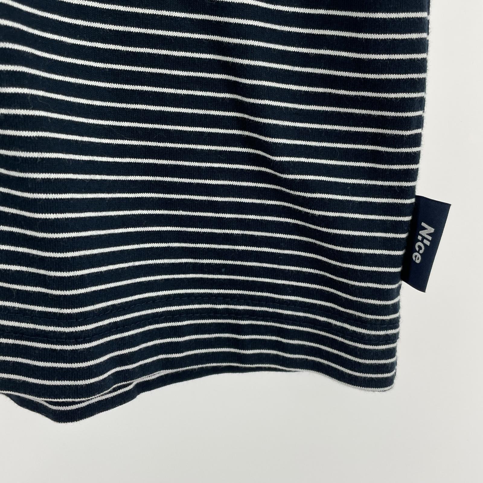 半袖Ｔシャツ N!ce 24ss ROUND LOGO BORDER TEE L L ネイビー