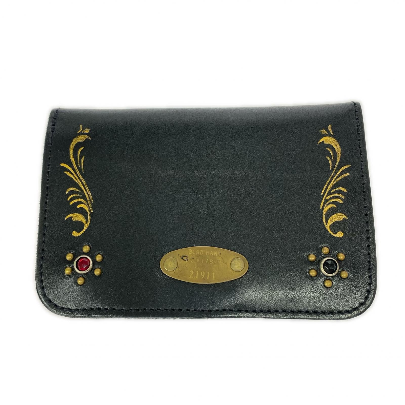 コンパクトウォレット ×HTC スタッズ＆ハンドペイント Medium Wallet ブラック