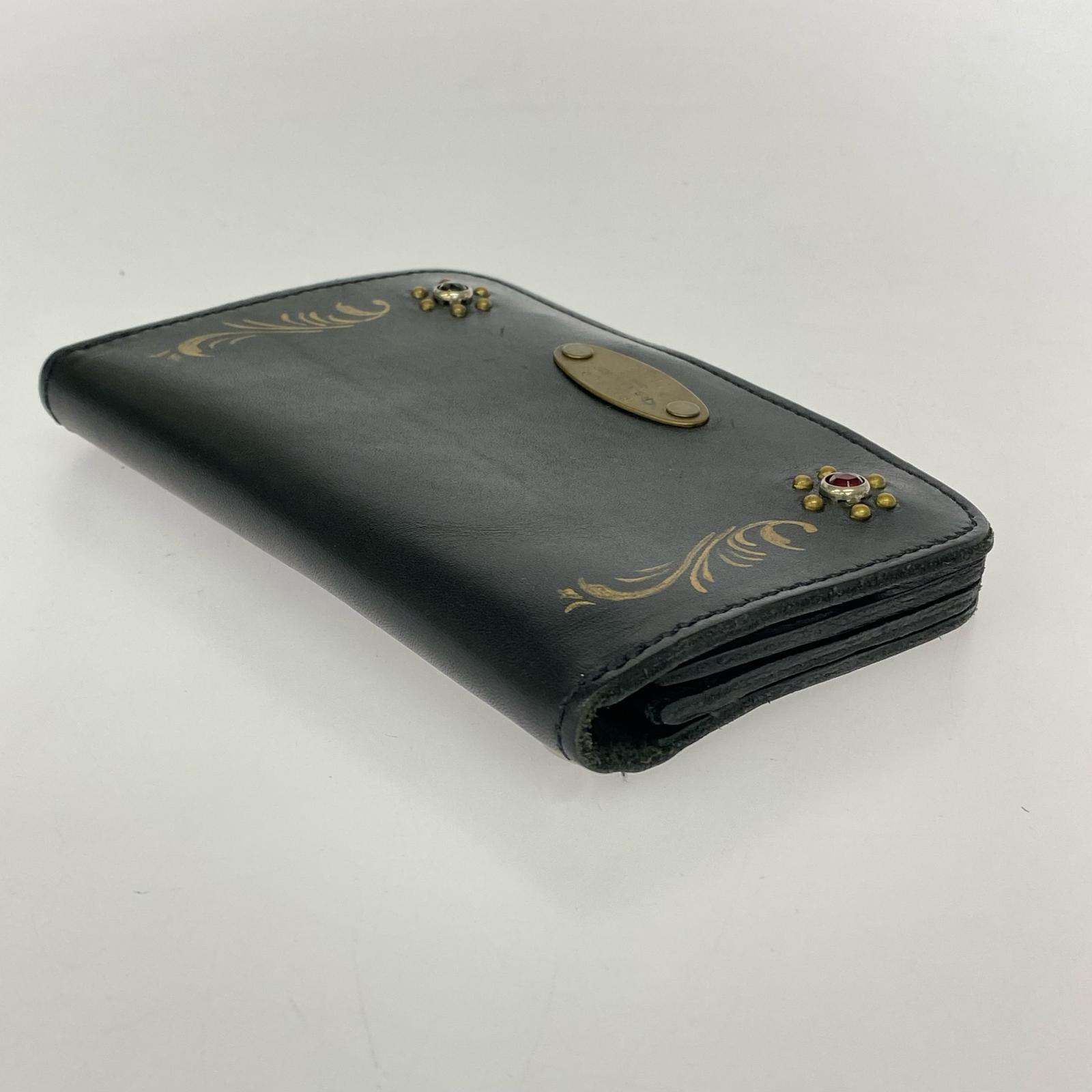 コンパクトウォレット ×HTC スタッズ＆ハンドペイント Medium Wallet ブラック