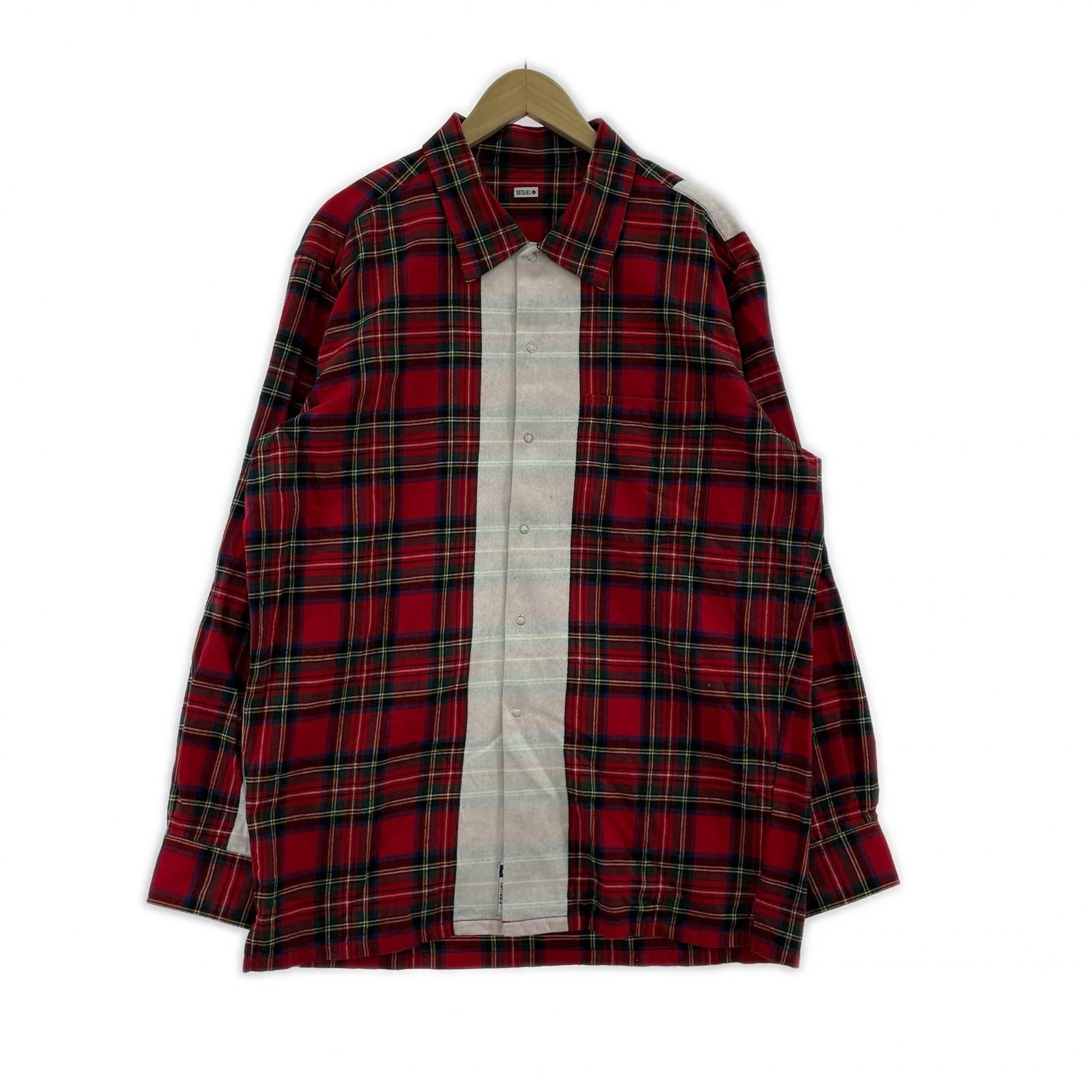 長袖シャツ LINE NEL CHECK SHIRT レッド