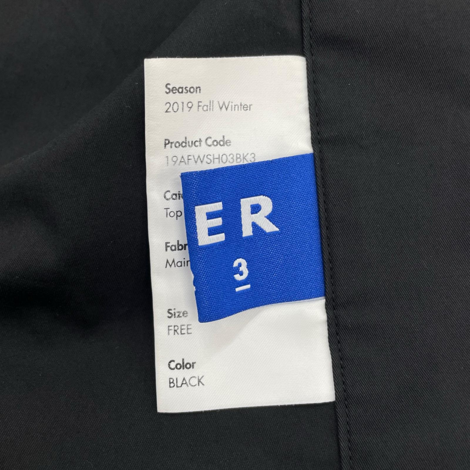 長袖シャツ 19FW HOODED SHIRT 3 ブラック