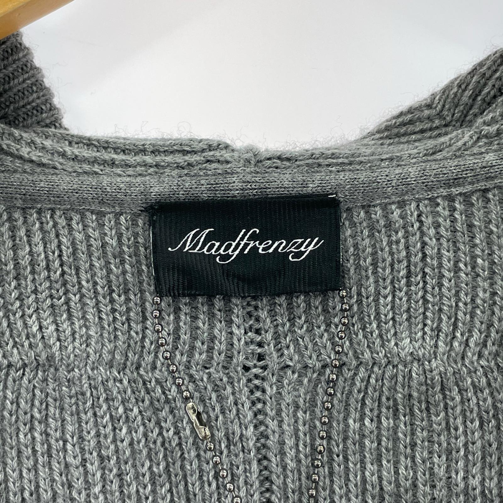 パーカー MADFRENZY SPIKED ZIP UP HOODIE グレー M グレー