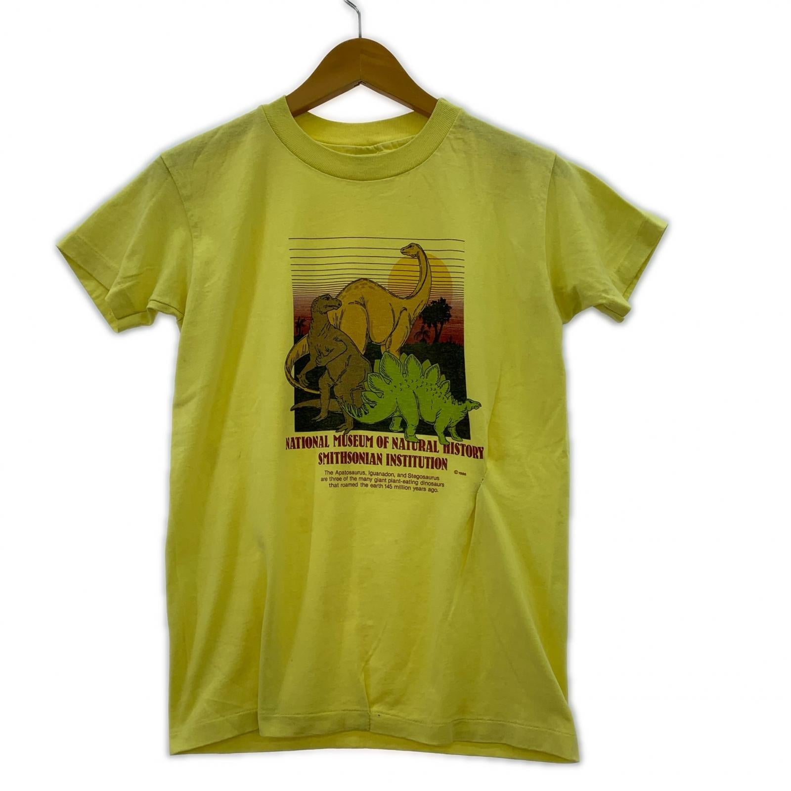 半袖Ｔシャツ 80s HANES 恐竜 (L) 黄色 L イエロー