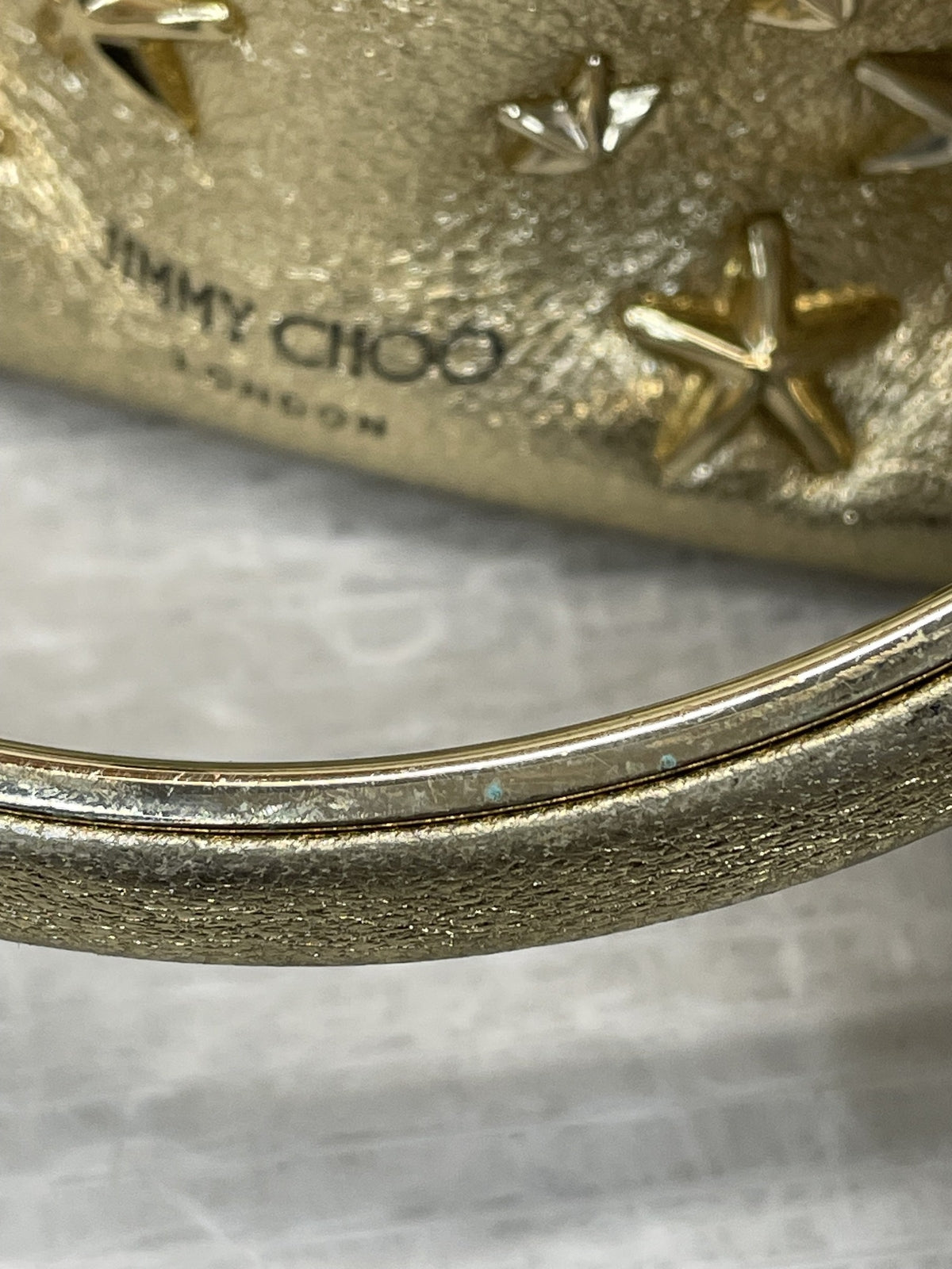 JIMMY CHOO ﾎﾞﾝﾎﾞﾝｽﾀｰ ﾊﾞｹﾞｯﾄ2WAYﾊﾞｯｸﾞ ｺﾞｰﾙﾄﾞ