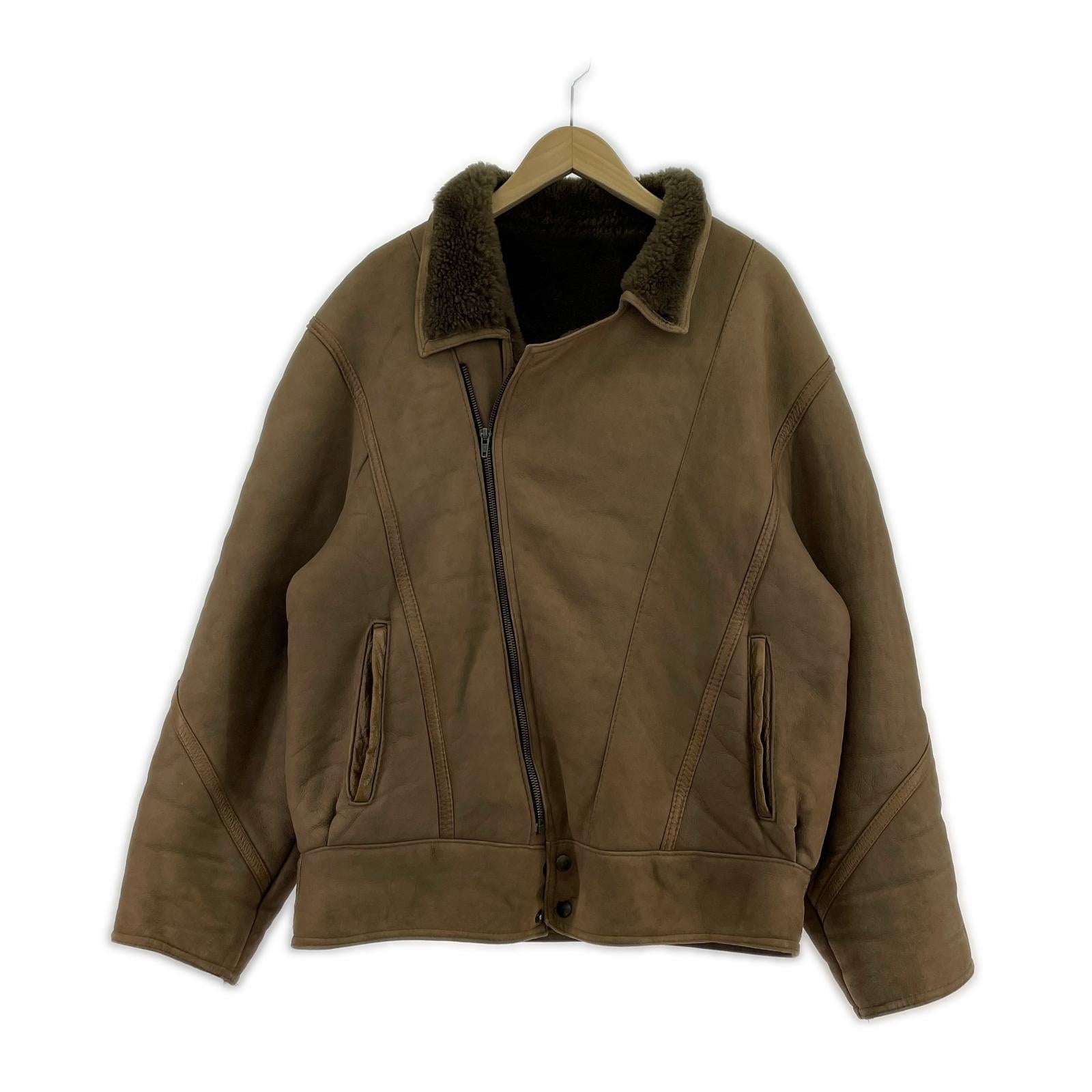 レザージャケット ROCKY INTERNATIONAL FRANCE製 ムートン 46 46 ブラウン