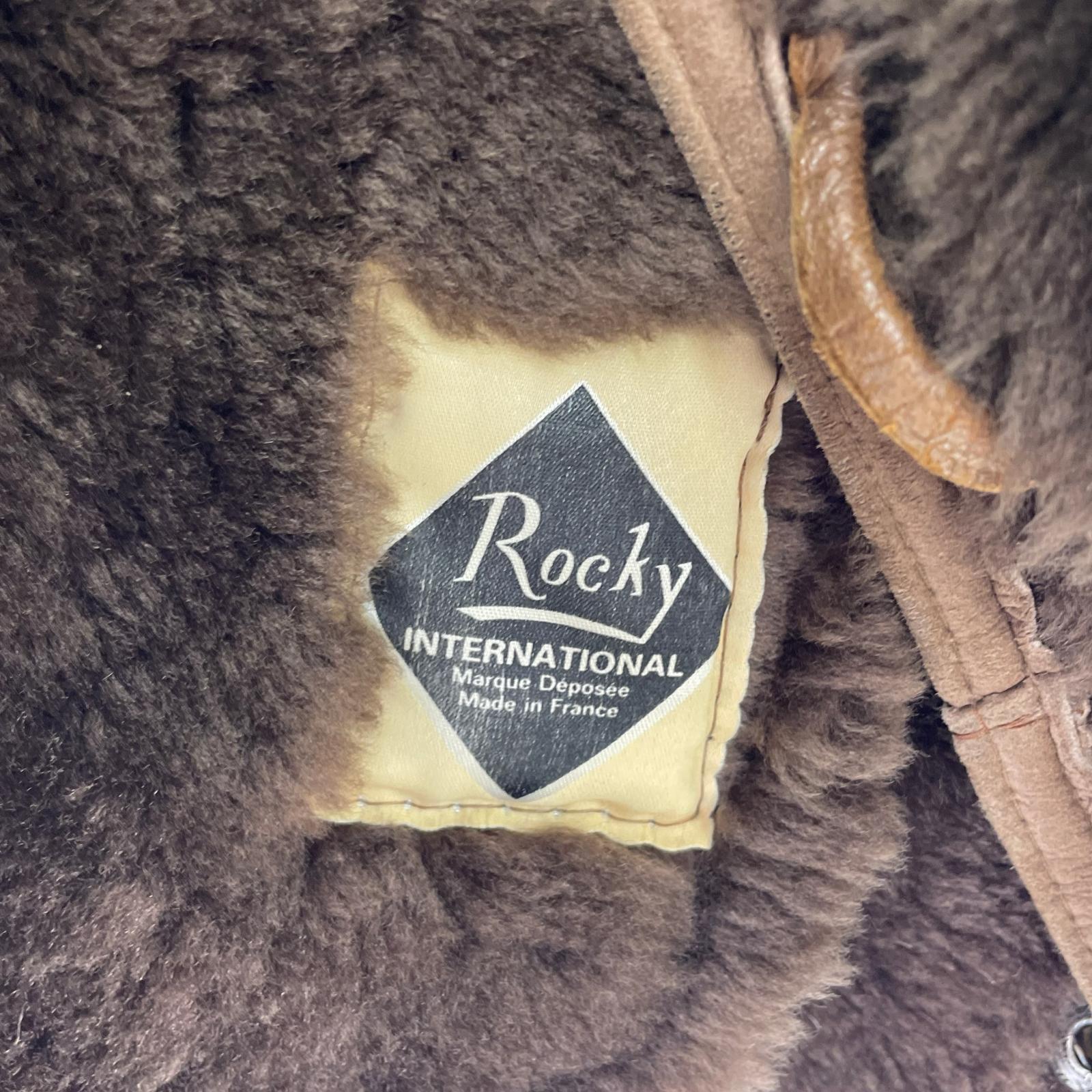 レザージャケット ROCKY INTERNATIONAL FRANCE製 ムートン 46 46 ブラウン