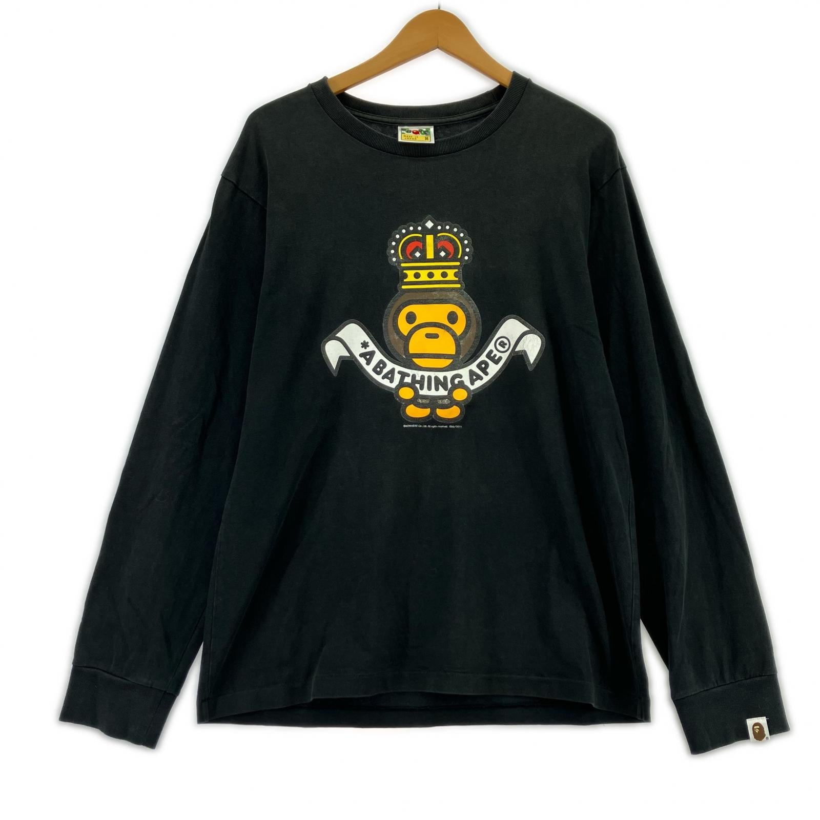 長袖Ｔシャツ A BATHING APE BABY MILO クラウンプリントロンTee M ブラック M ブラック