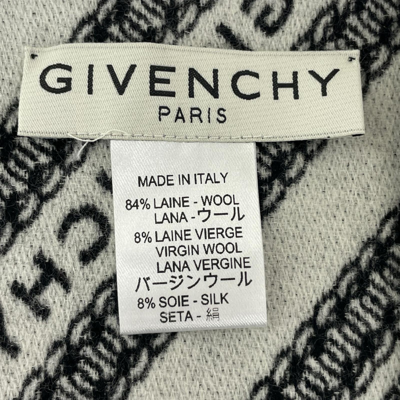 その他アクセサリー GIVENCHY スカーフ ロゴプリント ウール混紡 ブラック/ホワイト