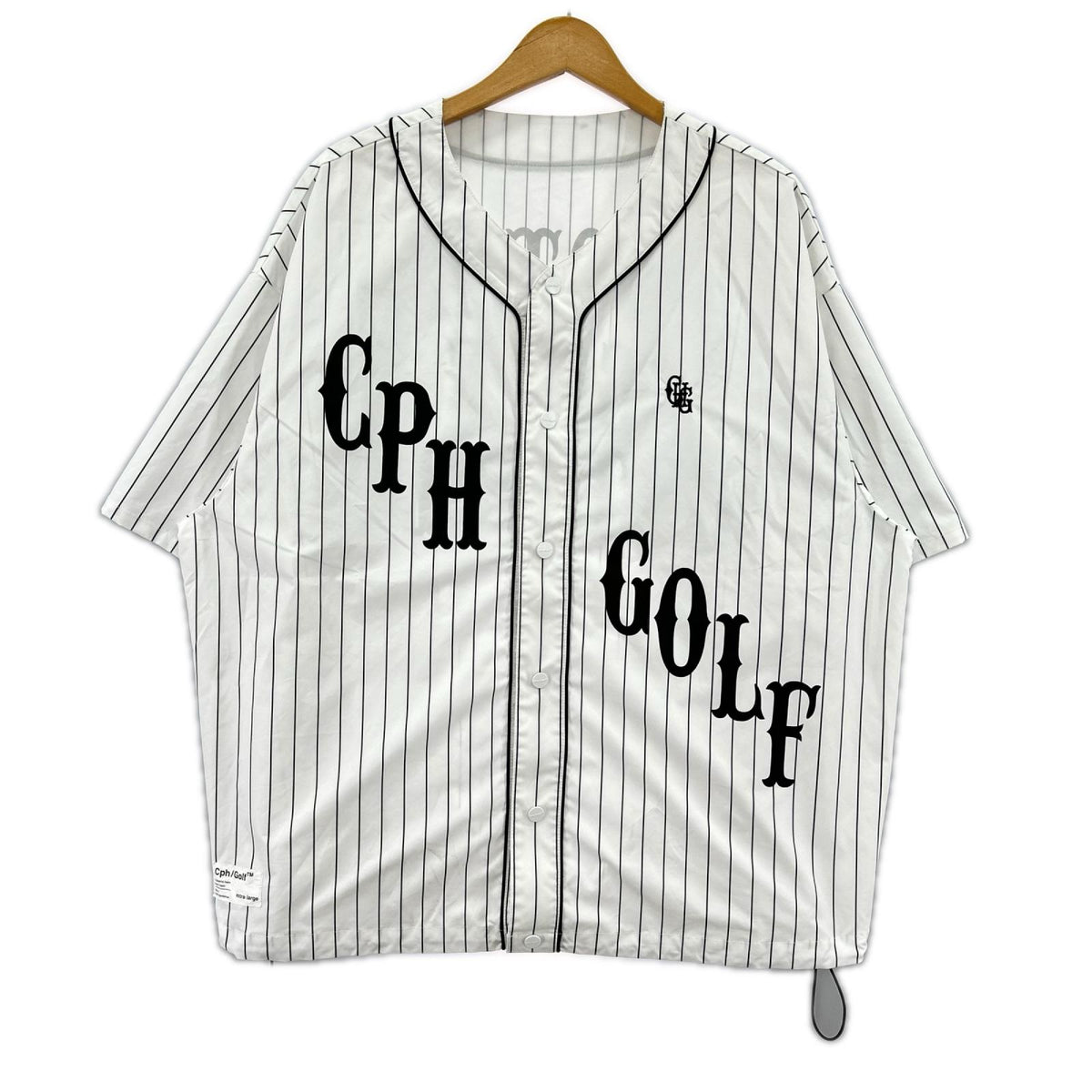 半袖シャツ CLASSIC STRIPE BB SHIRT 白黒 L ホワイト