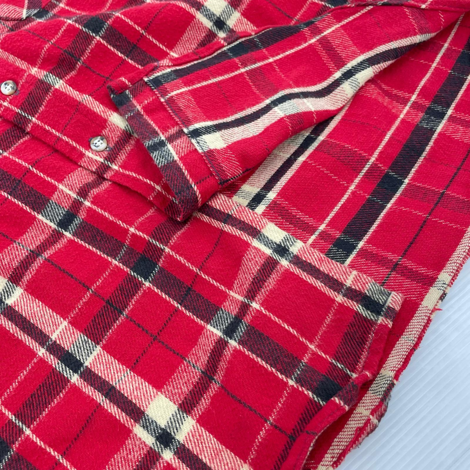 長袖シャツ 90s ALASKA ネルシャツ 米国製 (L) L レッド