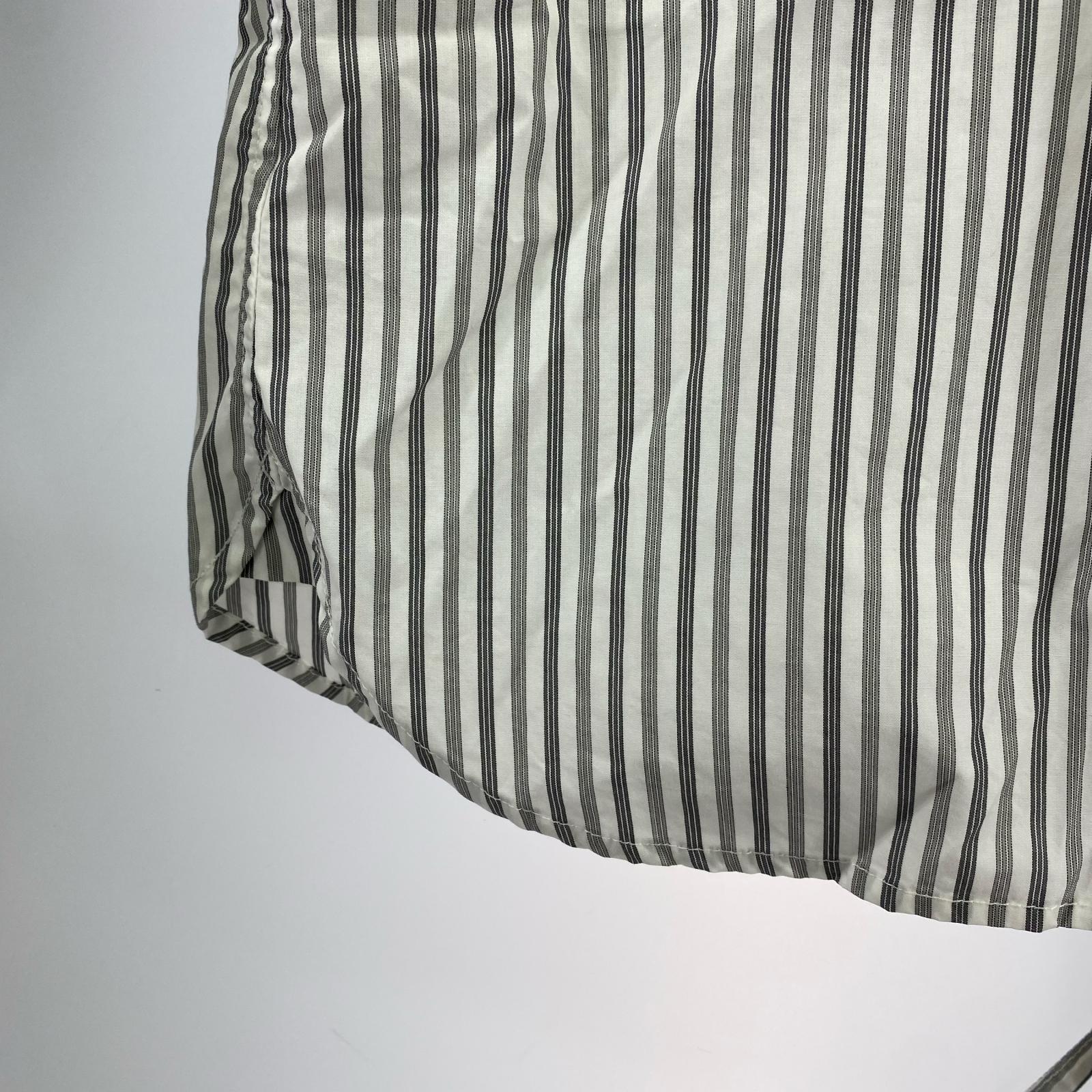 長袖シャツ soduk 24ss 短丈ストライプ カッティングシャツ グレー グレー