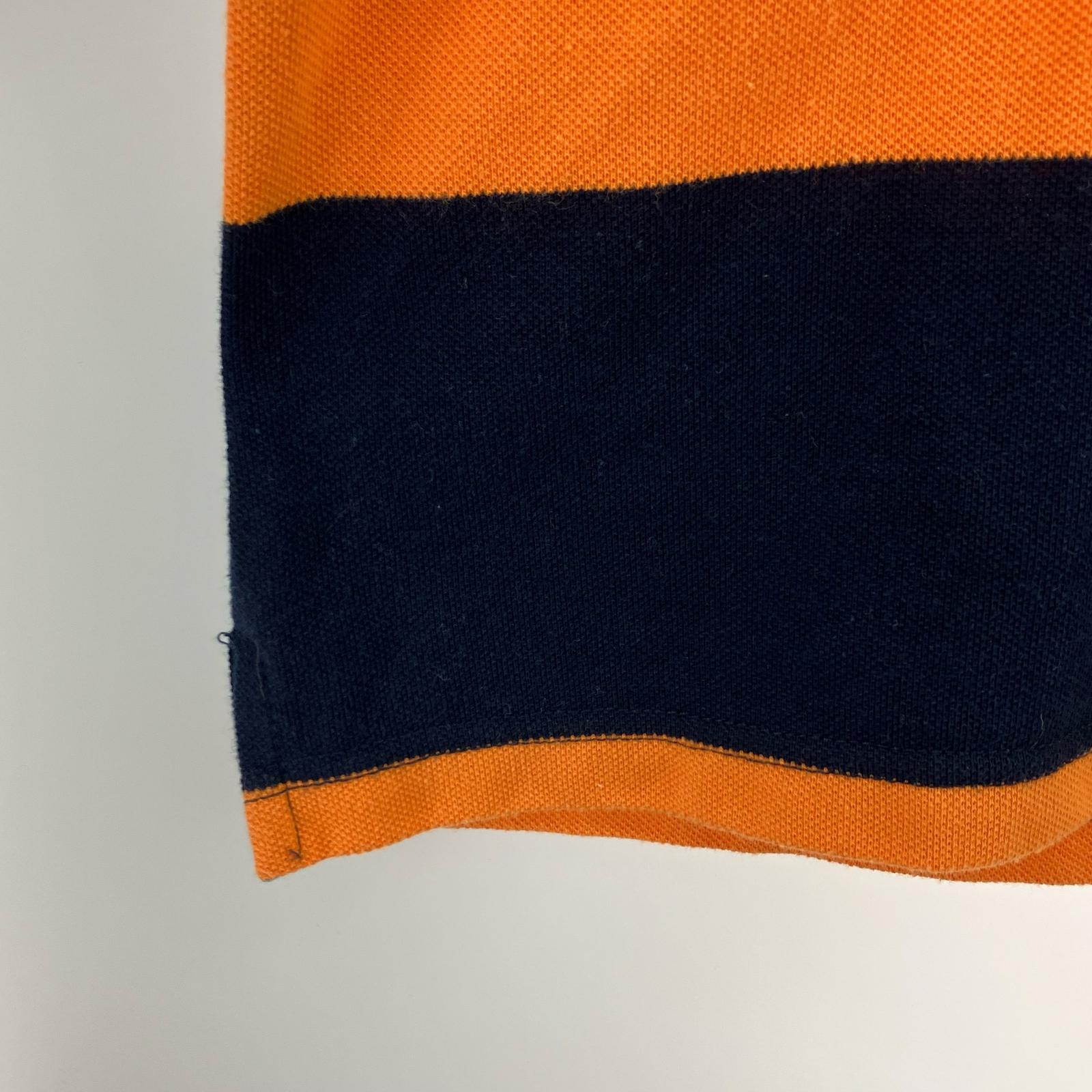 ポロシャツ 90S L/S ポニー刺繍 ポロシャツ ボーダー オレンジ×ネイビー