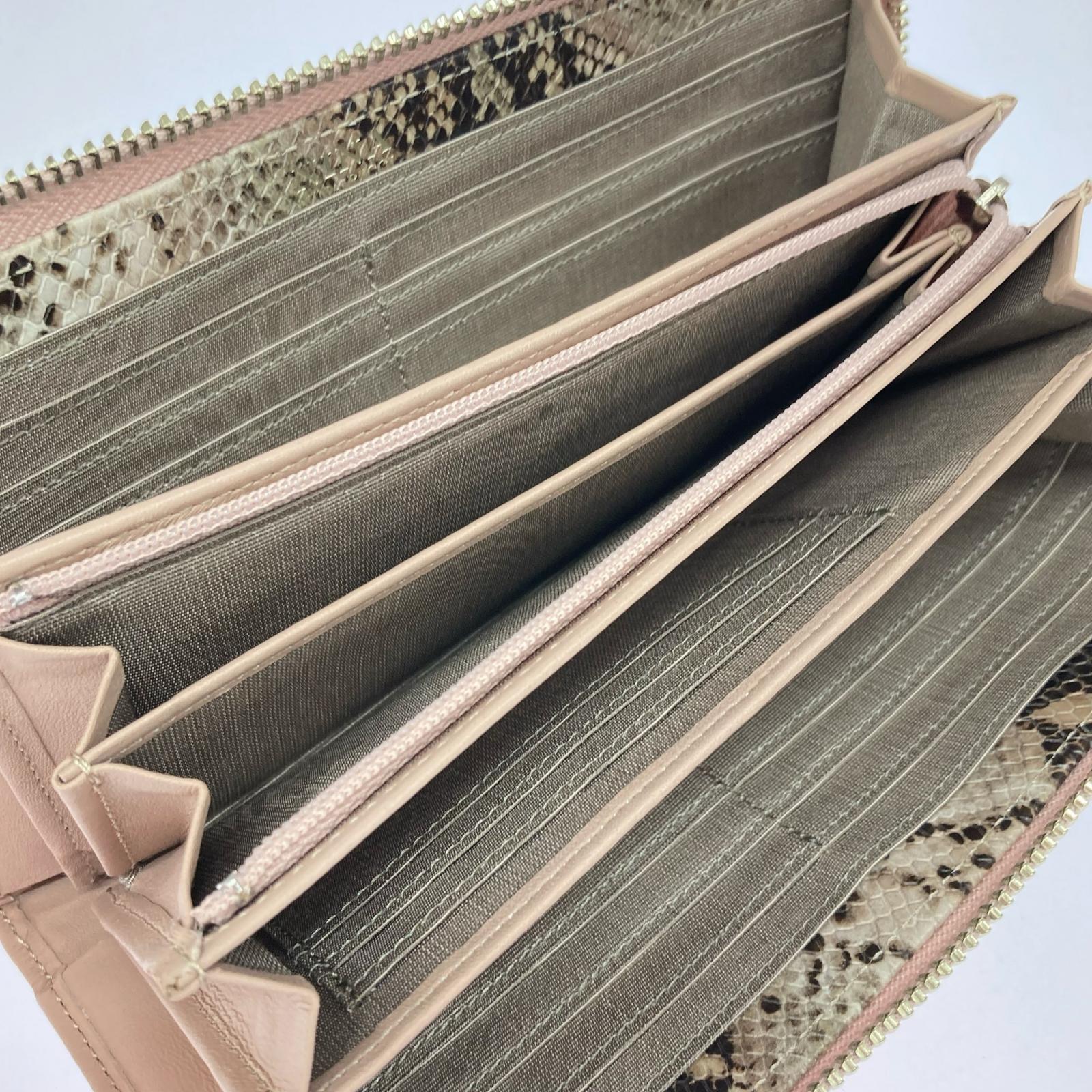 長財布 リボン 牛革 L字ファスナー